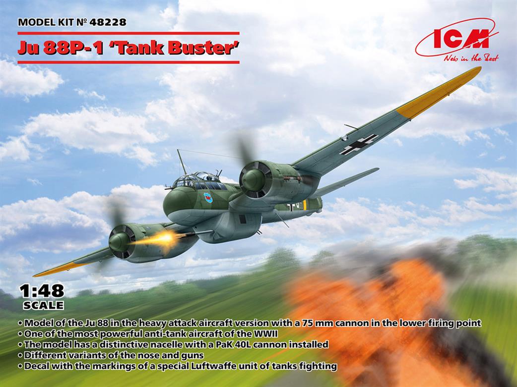 ICM 1/48 48228 Junkers Ju88-P1Tank Buster WW2 Plastic Kit