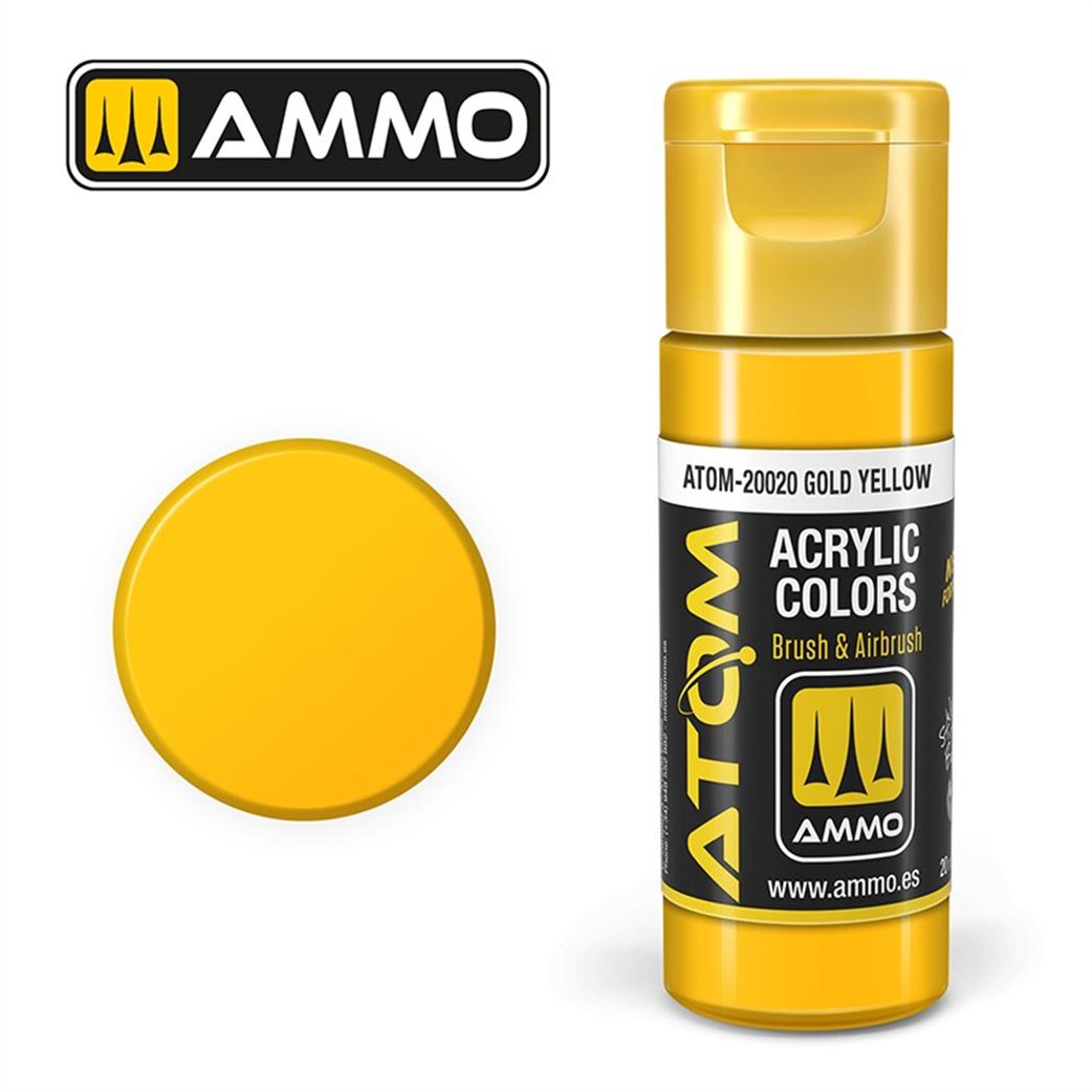 Ammo of Mig Jimenez  ATOM-20020 Atom Color Gold Yellow 20ml Acrylic Paint