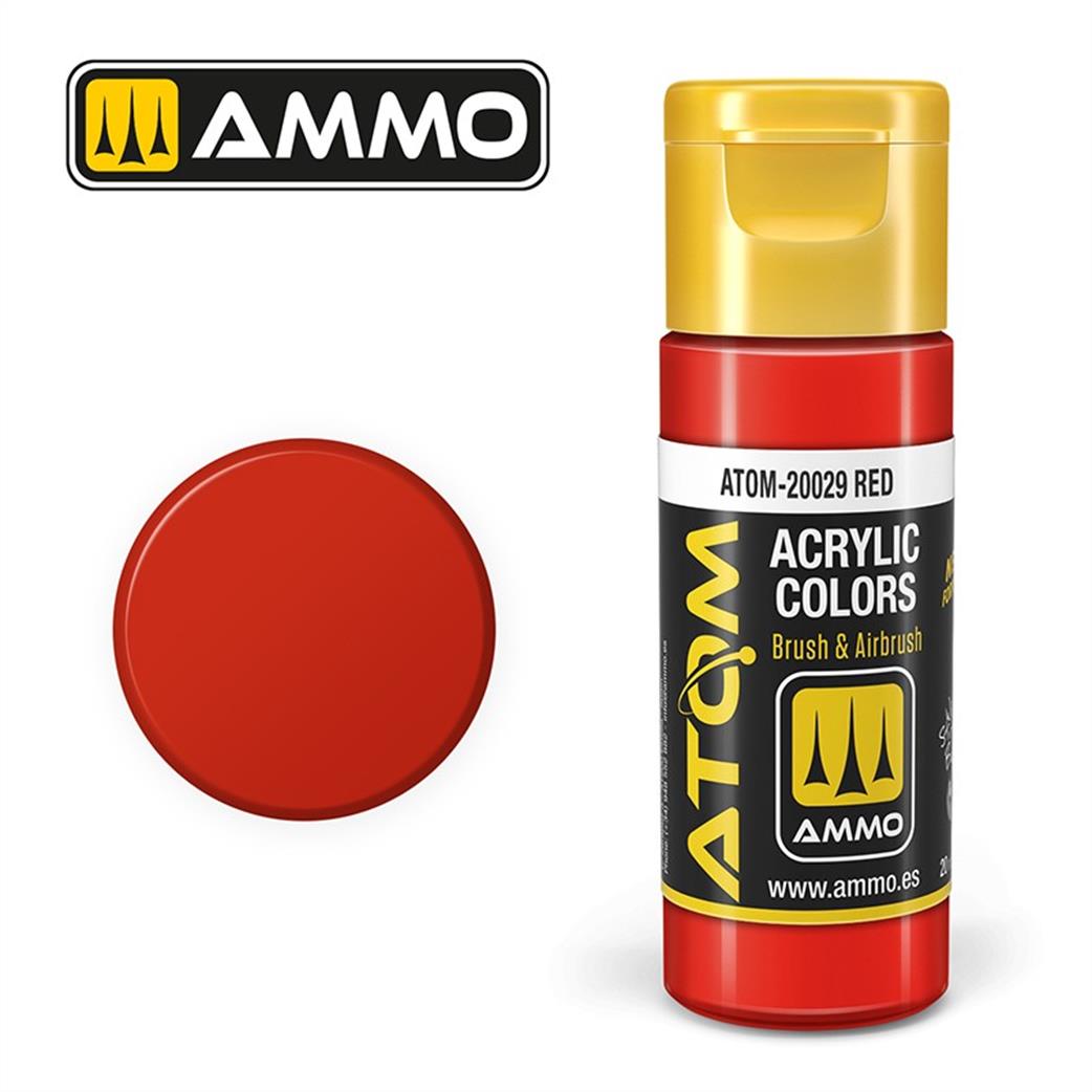 Ammo of Mig Jimenez  ATOM-20028 Atom Color Scarlet Red 20ml Acrylic Paint