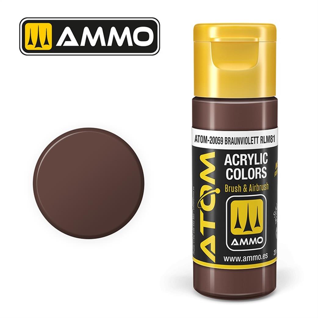 Ammo of Mig Jimenez  ATOM-20059 Atom Color Braunviolett RLM81 20ml Acrylic Paint