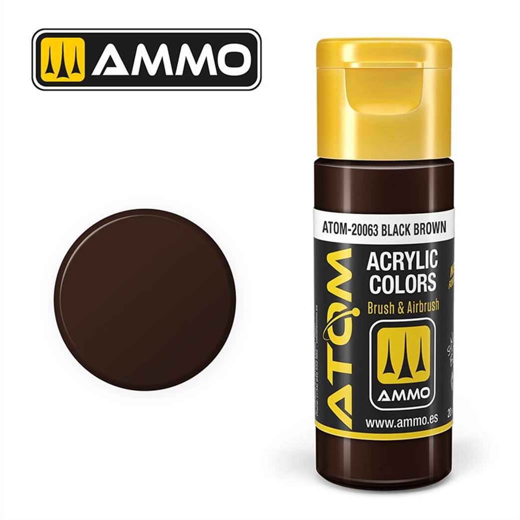 Ammo of Mig Jimenez  ATOM-20063 Atom Color Black Brown 20ml Acrylic Paint