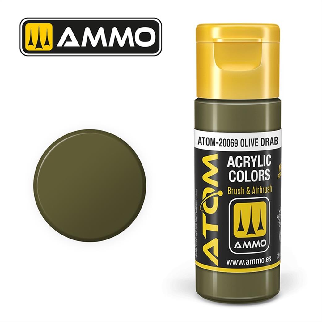 Ammo of Mig Jimenez  ATOM-20069 Atom Color Olive Drab 20ml Acrylic Paint