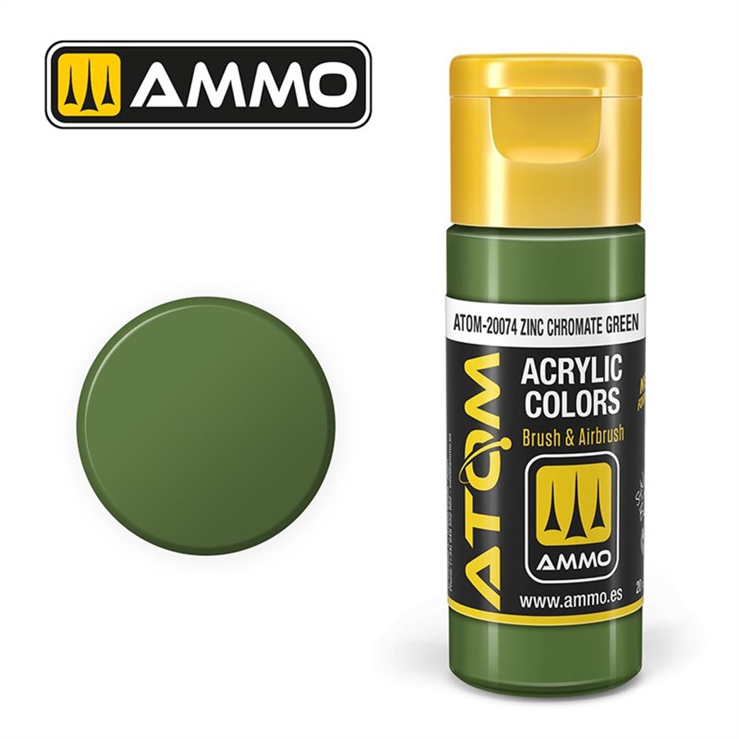 Ammo of Mig Jimenez  ATOM-20074 Atom Color  Zinc Chromate Green 20ml  Acrylic Paint