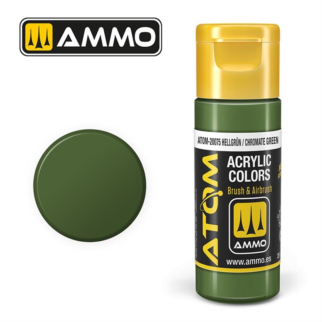 Ammo of Mig Jimenez  ATOM-20075 Atom Color Hellgrün / Chromate Green 20ml Acrylic Paint