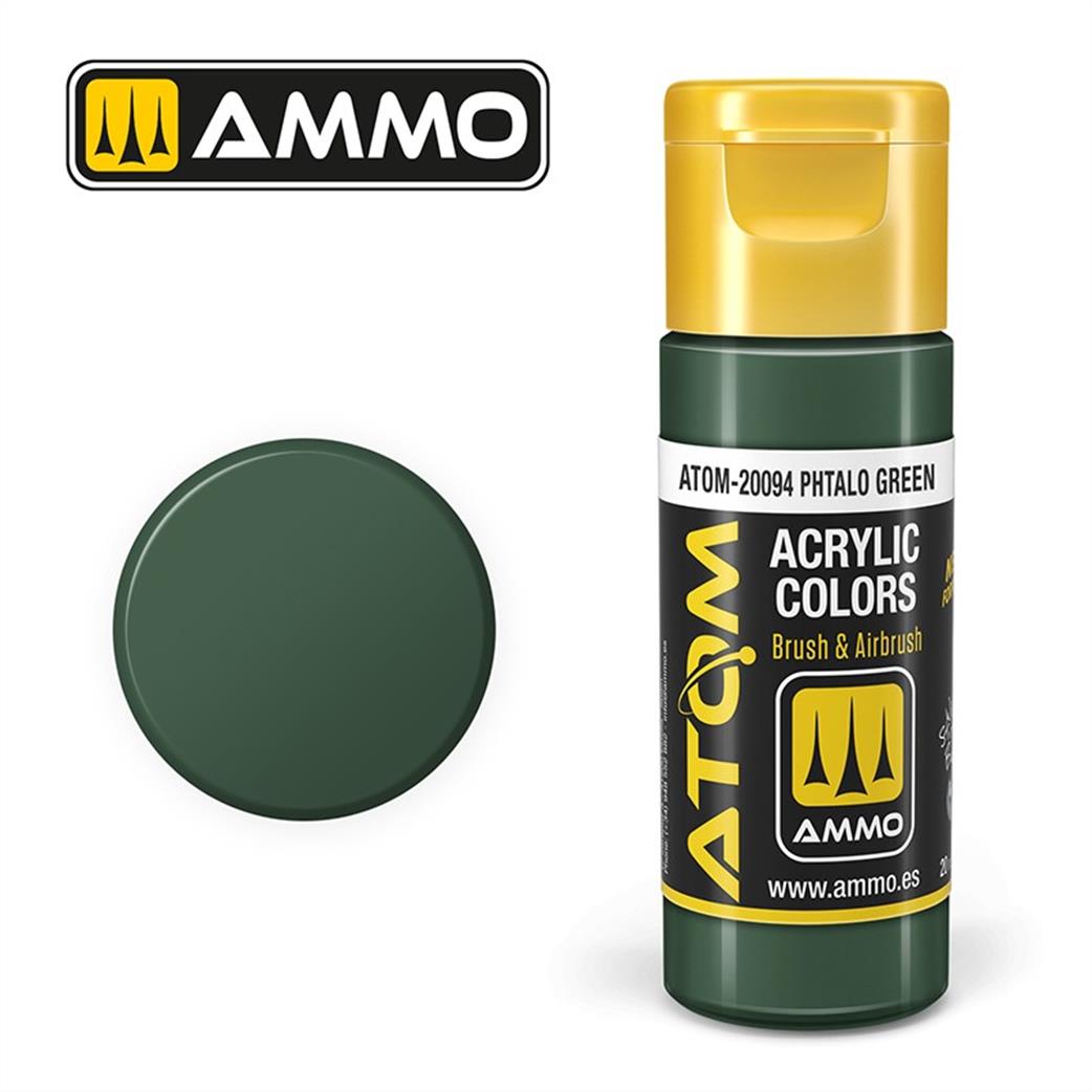 Ammo of Mig Jimenez  ATOM-20094 Atom Color Phtalo green 20ml Acrylic Paint