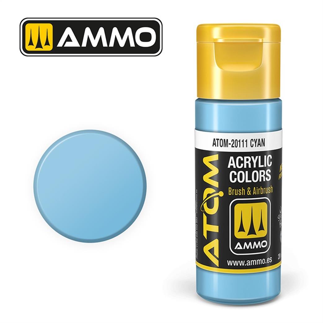 Ammo of Mig Jimenez  ATOM-20111 Atom Color Cyan 20ml Acrylic Paint