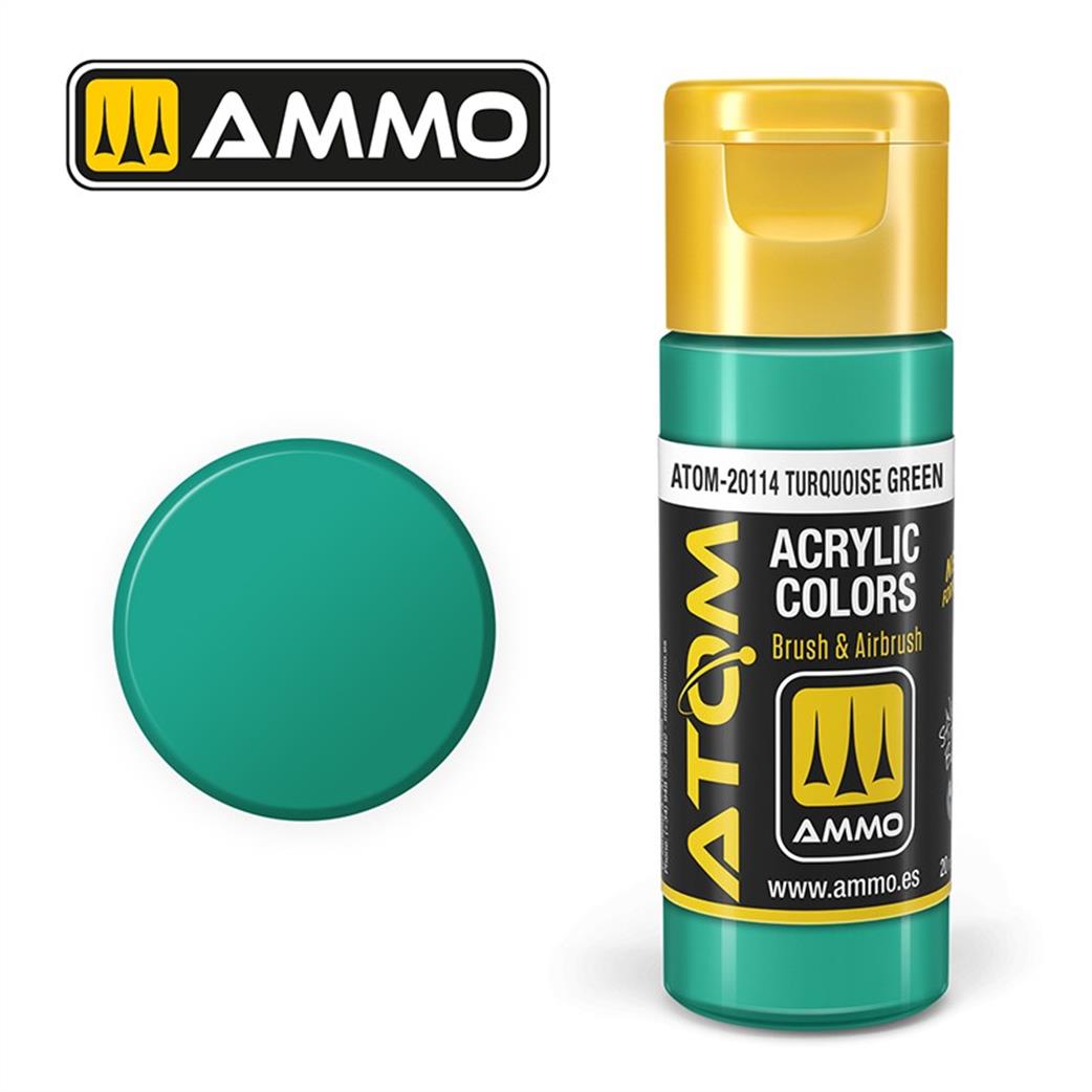 Ammo of Mig Jimenez  ATOM-20114 Atom Color Turquoise Green 20ml Acrylic Paint