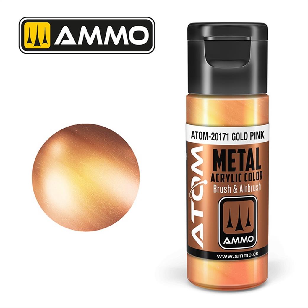 Ammo of Mig Jimenez  ATOM-20171 Atom Color Metallic Gold Pink 20ml Acrylic Paint