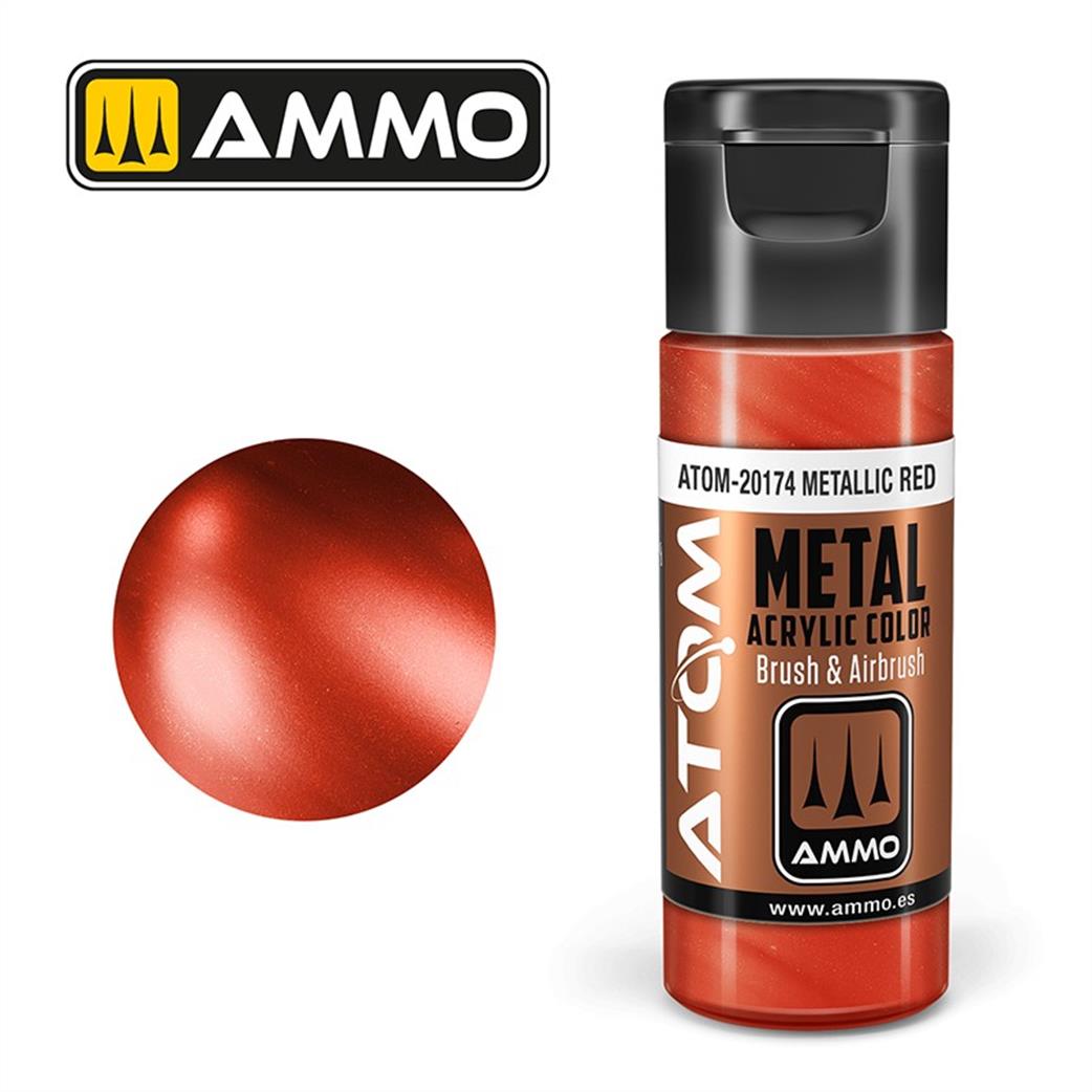 Ammo of Mig Jimenez  ATOM-20174 Atom Color Metallic Red 20ml Acrylic Paint