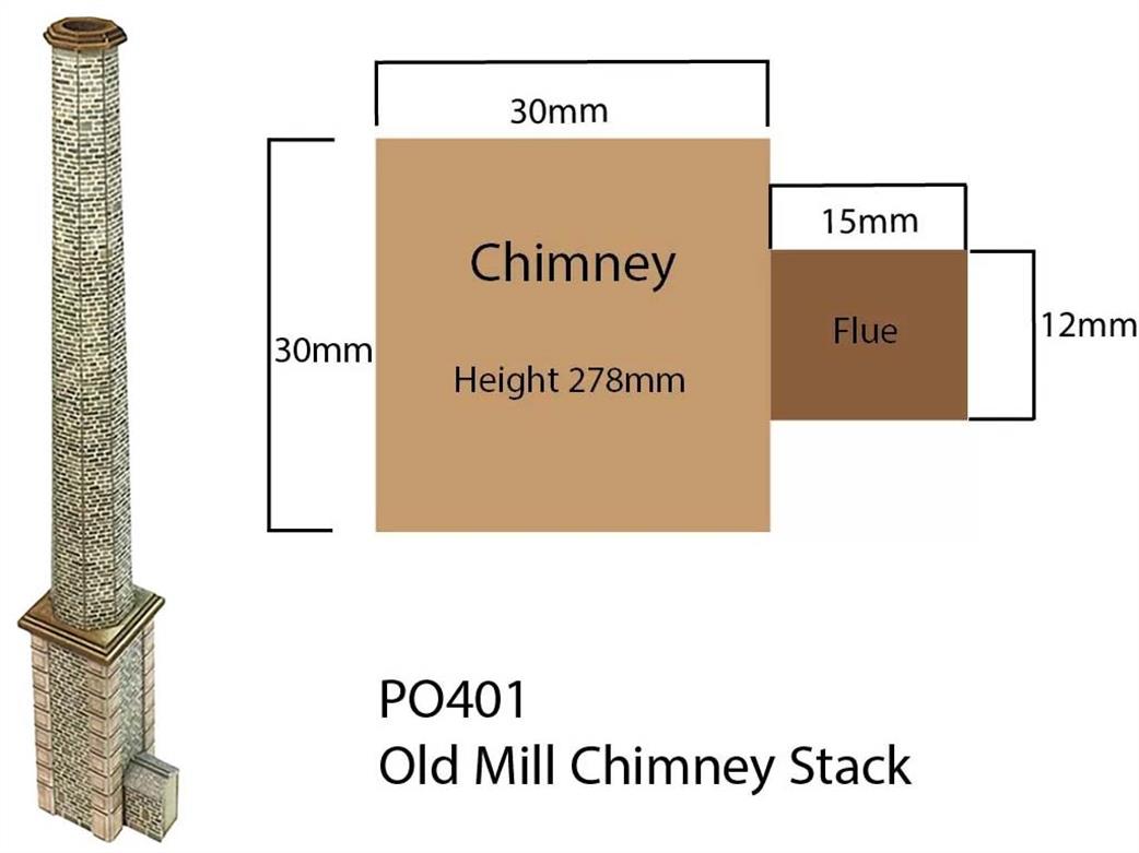 Metcalfe OO PO401 Old Mill Chimney Stack Printed Card Kit