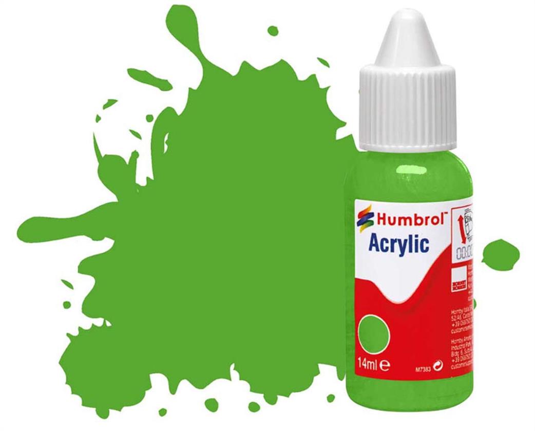 Humbrol  DB0208 208 Fluorescent Signal Green Gloss 14ml Acrylic Paint Dropper Bottle