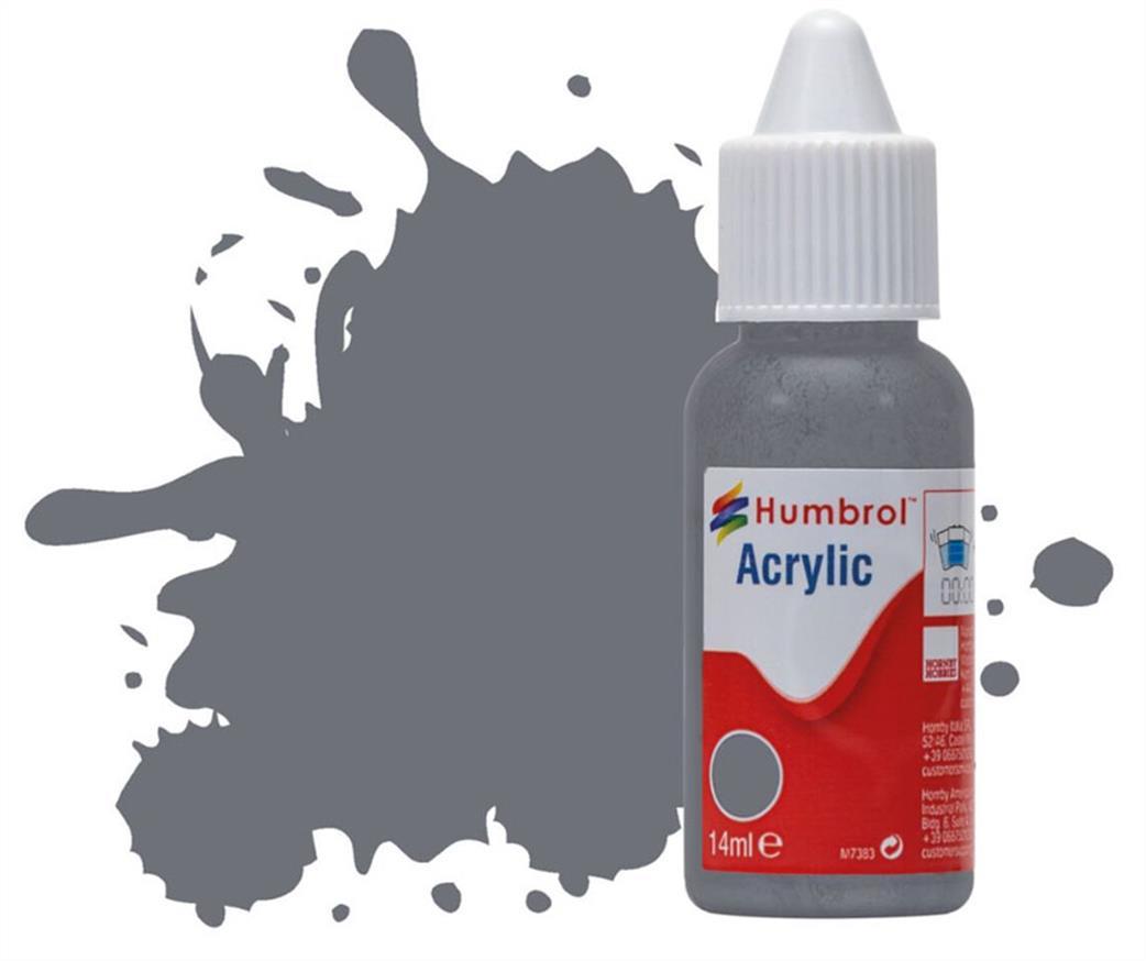 Humbrol  DB0145 145 Medium Grey Matt14ml Acrylic Paint Dropper Bottle