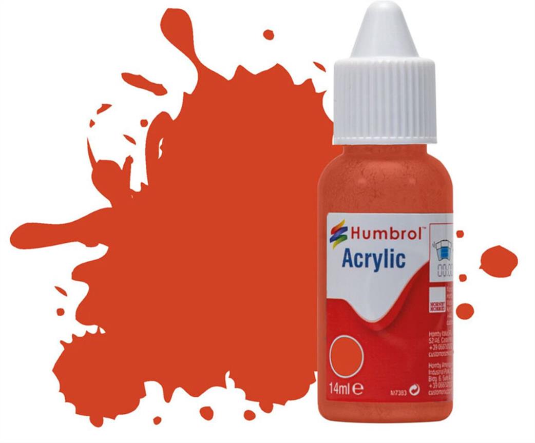 Humbrol  DB0132 132 Red Satin 14ml Acrylic Paint Dropper Bottle