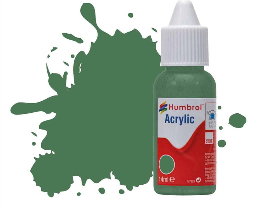 Humbrol  DB0101 101 Mid Green Matt 14ml Acrylic Paint Dropper Bottle