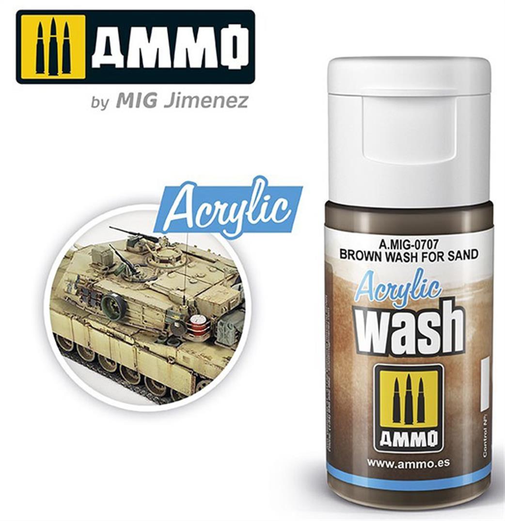 Ammo of Mig Jimenez  A.MIG-0707 Brown Wash For Sand Acrylic Weathering Wash