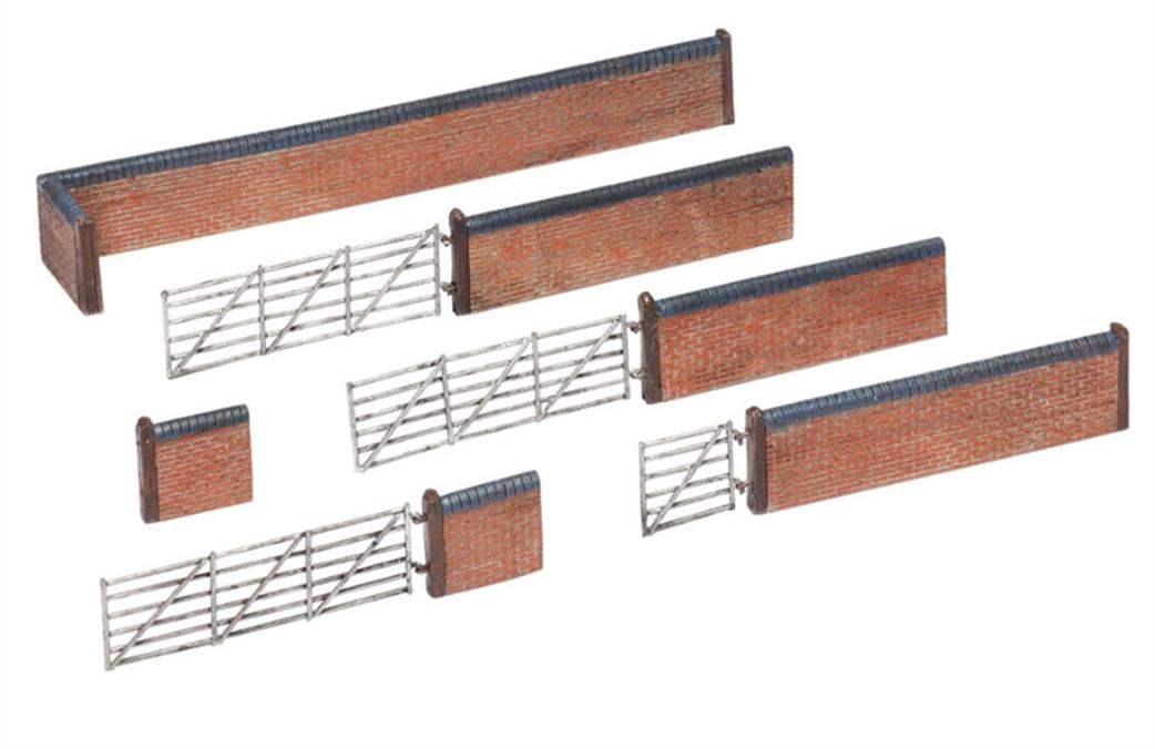 Graham Farish N 42-107 Scenecraft Red Brick Walls and Gates