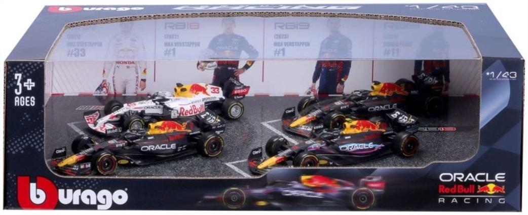 Burago 1/43 B18-38092 F1 Red Bull Racing 4pk Max Verstappen Champion Set
