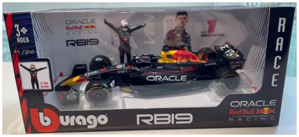 Burago 1/24 B18-28036V F1 2023 Red Bull Racing RB19 With Driver Figure Verstappen