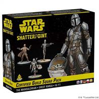 Due for release Friday 19th April 2024.The infamous Bounty Hunters' Guild comes to Star Wars™: Shatterpoint in this new Squad Pack! The Certified Guild Squad Pack brings The Mandalorian to the game as a Primary Unit alongside Greef Karga as a Secondary Unit and the Assassin droid IG-11 as a Supporting Unit. These characters can either form a complete squad on their own, or can be mixed and matched with other characters in a completely custom squad. No matter who they're partnered with, this pack includes all the Stat, Stance, and Order cards players need to add them to their games of Shatterpoint.