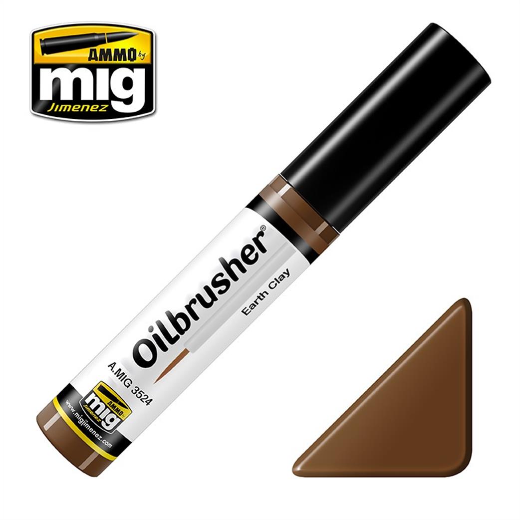 Ammo of Mig Jimenez A.MIG-3524 Earth Clay Oilbrusher 10ml Oil paint with fine brush applicator