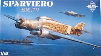 The Heavy Retro Limited edition of the kit of the famous Italian WWII three-engined medium bomber aircraft SM.79 Sparviero in 1/48 scale. The first edition of this kit was released in 2001. Sparviero (Sparrowhawk) served as a classic bomber or as a torpedo bomber.