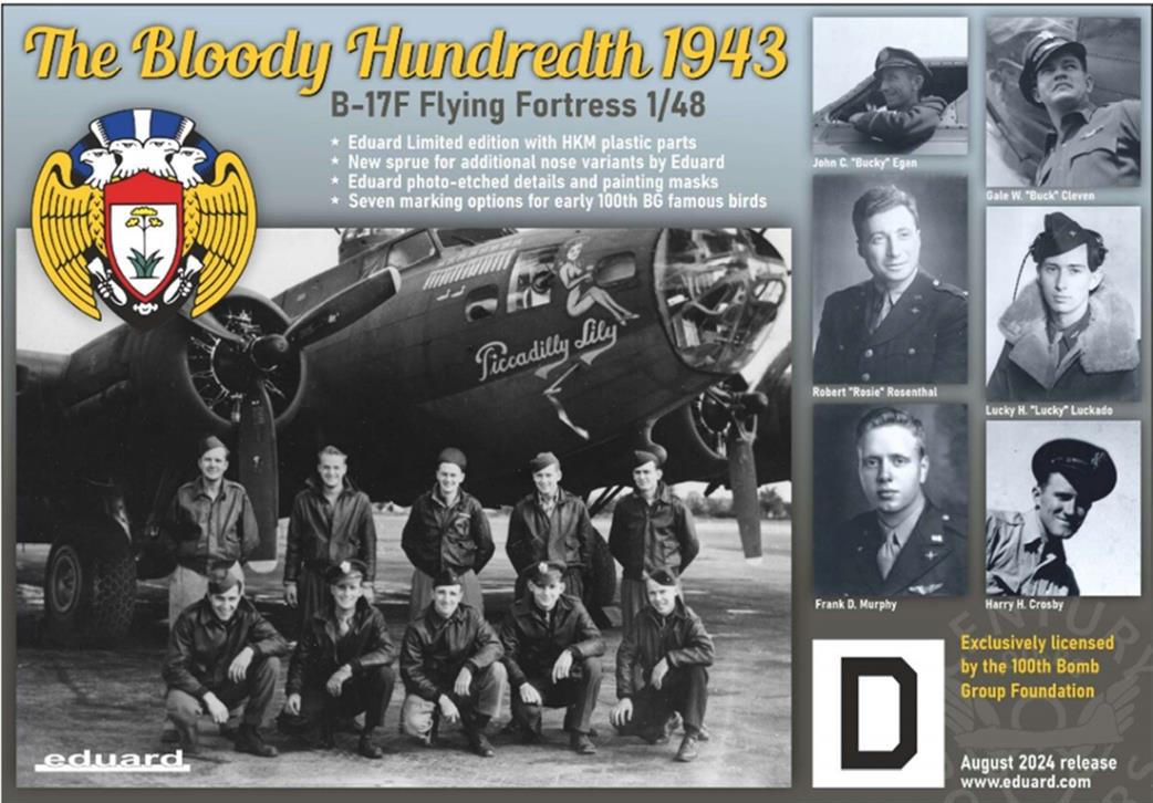 Eduard 1/48 11183 The Bloody Hundredth 1943 Boeing B-17F Flying Fortress Limited Release Plastic Kit