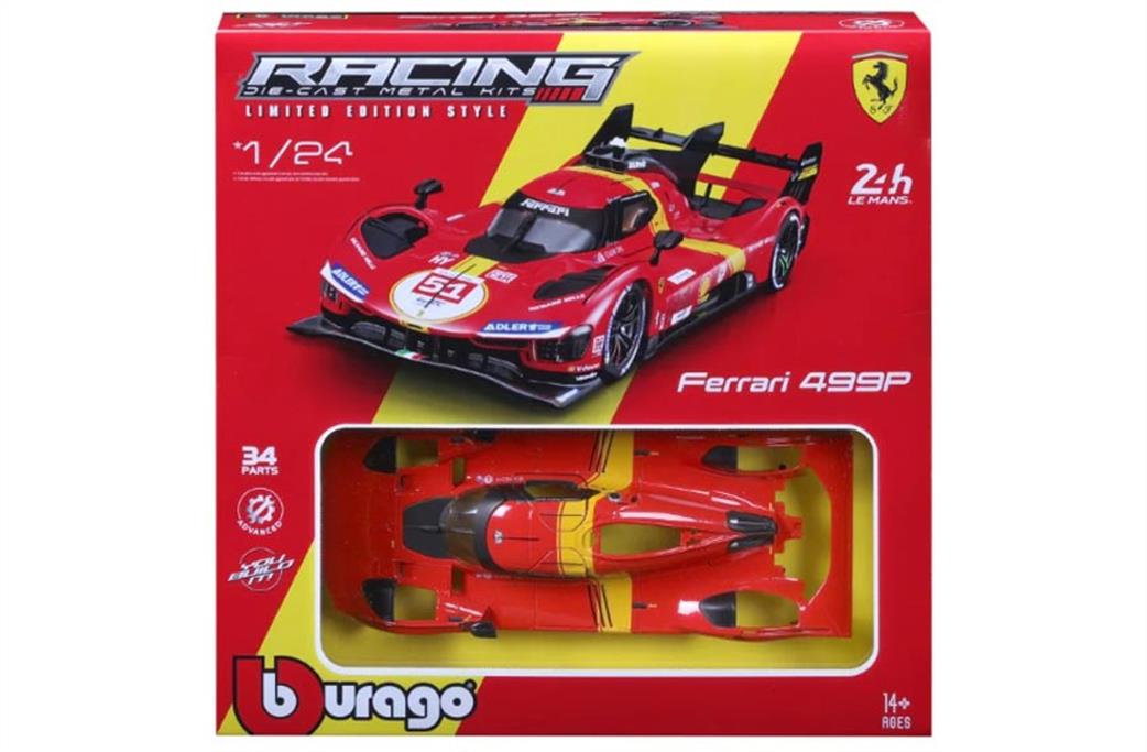 Burago 1/24 26583 Ferrari 499P #51 Calado/Giovinazzi/Pier Guidi Winner 24H Le Mans 2023 Kit