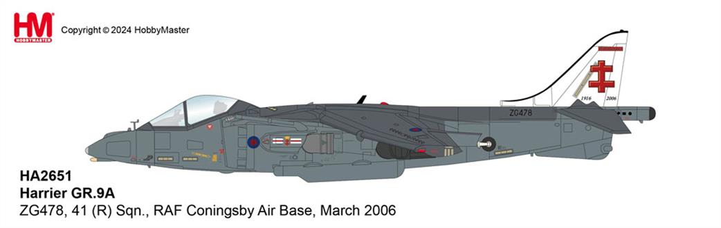 Hobby Master 1/72 HA2651 Harrier GR9A ZG478 RAF Coningsby Air Base 2006