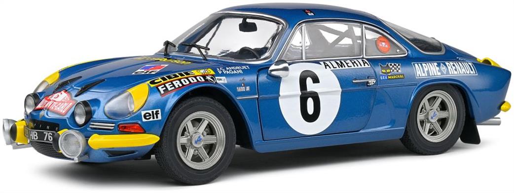 Solido 1/18 S1804207 Alpine A110 1600S Blue Rallye Monte Carlo 1972 Diecast Model