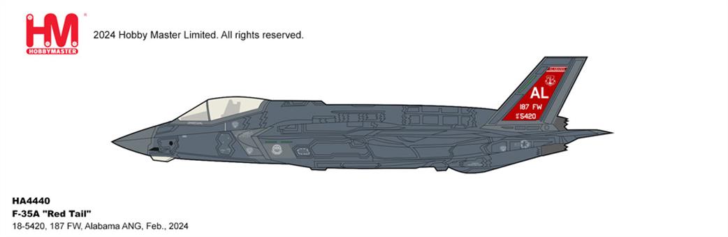Hobby Master 1/72 HA4440 Lockheed Martin F-35A Lightning II Red Tail USAF Alabama ANG