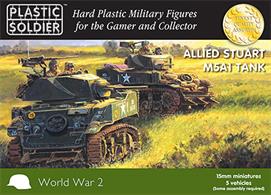 5 x M5A1 Stuart tanks. Options to build early, mid or late production variants and each sprue has Cullen hedgecutters, US and British commander figures