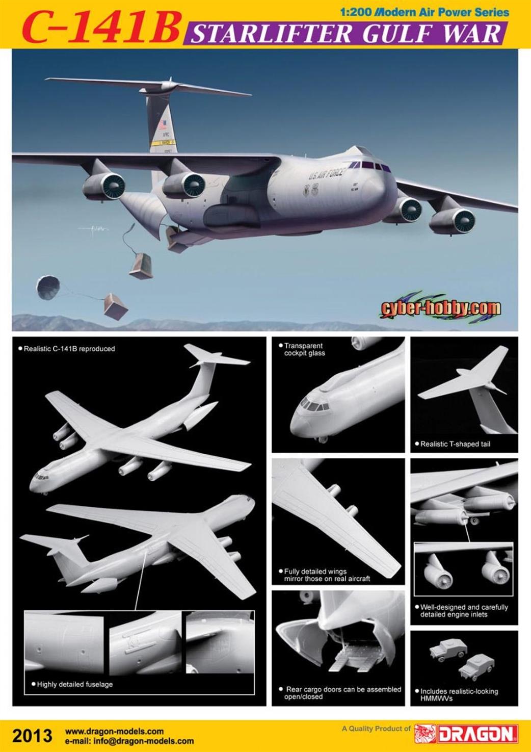 Dragon Models 1/200 2013 USAF C-141B Starlifter Gulf War Aircraft Kit