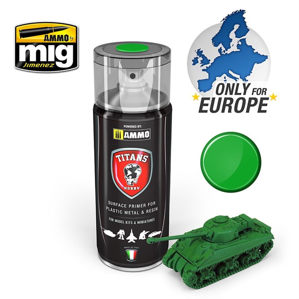 Ammo of Mig Jimenez  TTH106 Titans Hobby Emerald Green Matt Primer 400ml Spray Can