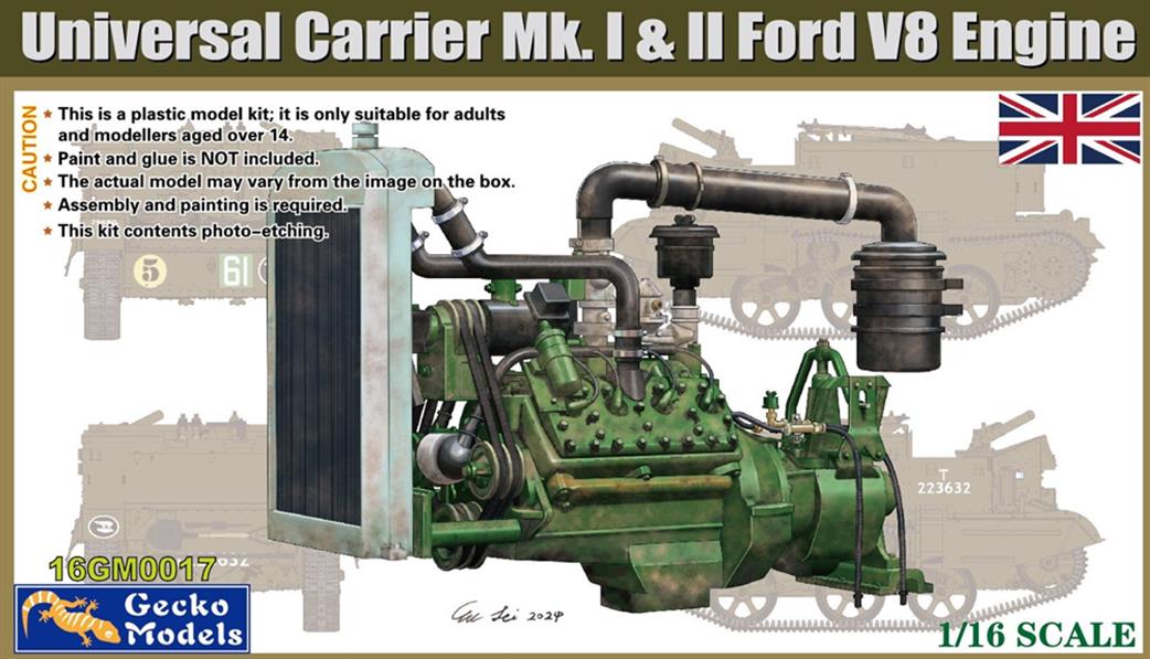 Gecko Models 1/16 16GM0017 MKI/MKII Ford V8 Engine for Universal Carrier 16GM0016