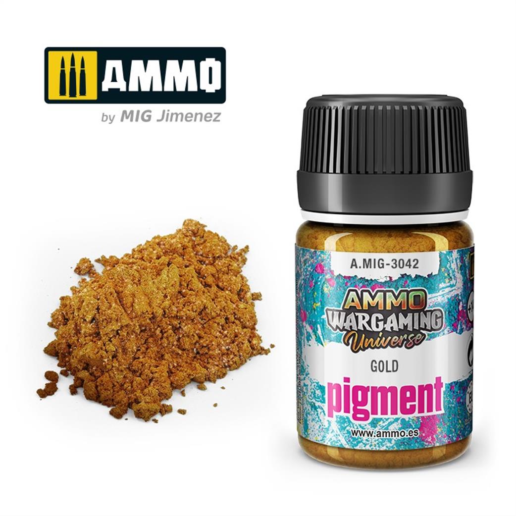 Ammo of Mig Jimenez  A.MIG-3042 Gold Weathering Pigment 35ml Jar