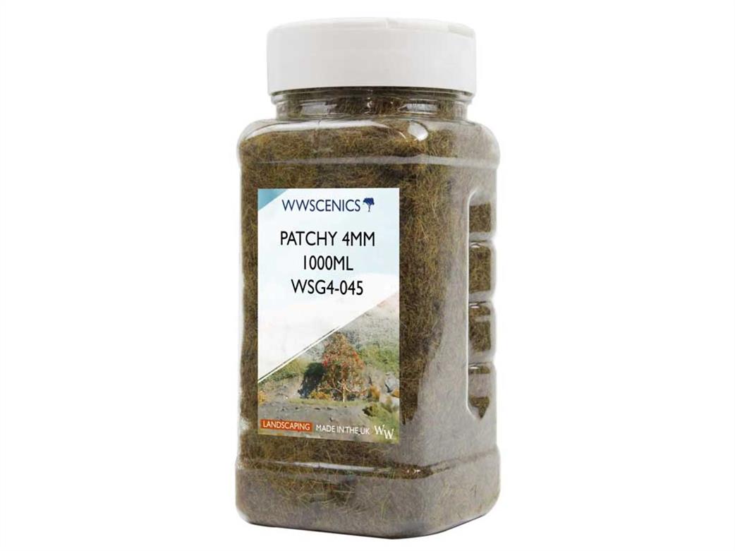 WWScenics  WSG4-045 4mm Patchy Static Grass 1000ml Bottle