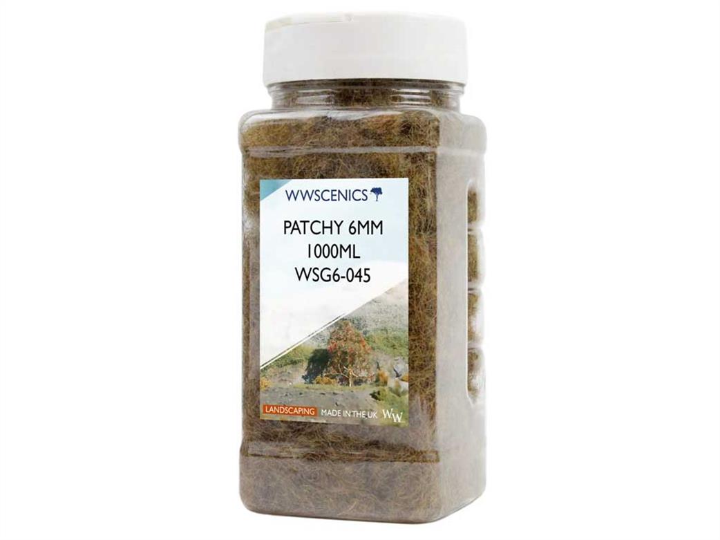 WWScenics  WSG6-045 6mm Patchy Static Grass 1000ml Bottle