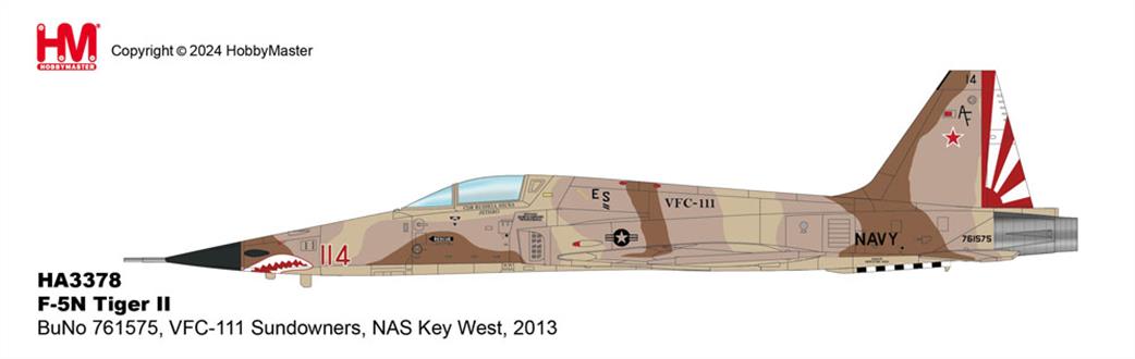 Hobby Master 1/72 HA3378 Northrop F-5N Tiger II BuNo 761575 VFC-111 Sundowners NAS Key West 2013