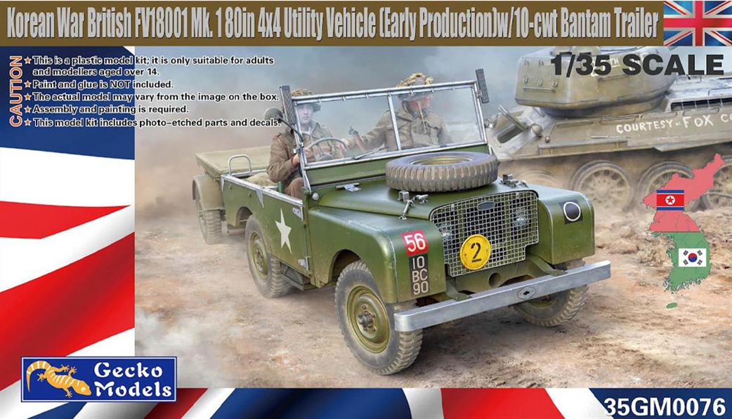 Gecko Models 1/35 35GM0076 Korean War British FV18001 Mk1 180in 4x4 Utility Vehicle Early Production  with 10-cwt Bantam Trailer Kit