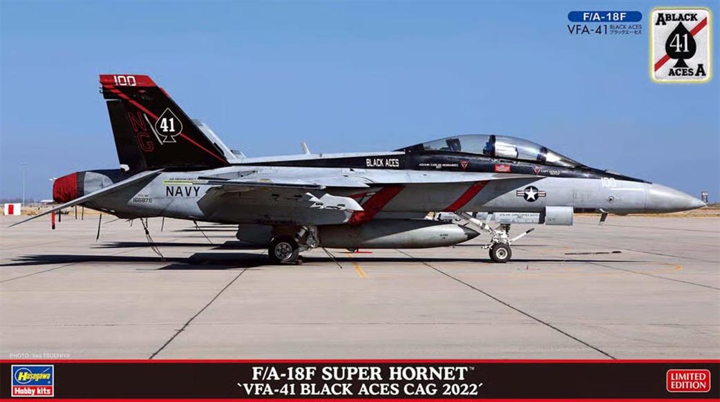 Hasegawa 1/72 02429 F/A-18F Super Hornet VFA-41 Black Aces Cag 2022 aircraft kit with bonus patch