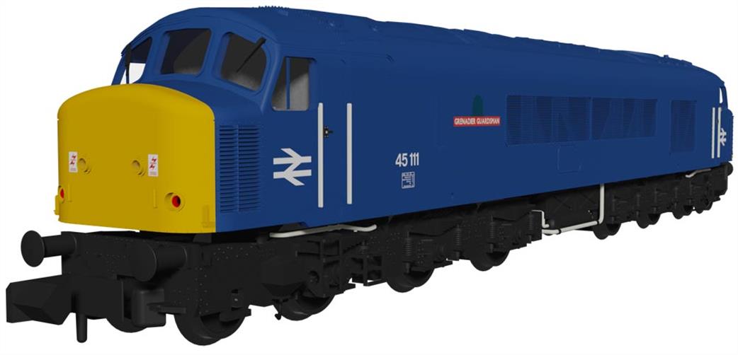 Rapido Trains N 948109 BR 45111 Grenadier Guardsman Class 45 Derby Type 4 1Co-Co1 Diesel BR Blue With Sealed Beam Headlights