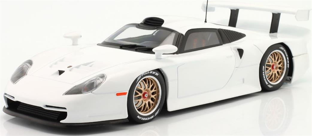 IXO 1/18 W18012003 Porsche 911 GT1 Street Version Plain Body Edition 1997 White Diecast Model