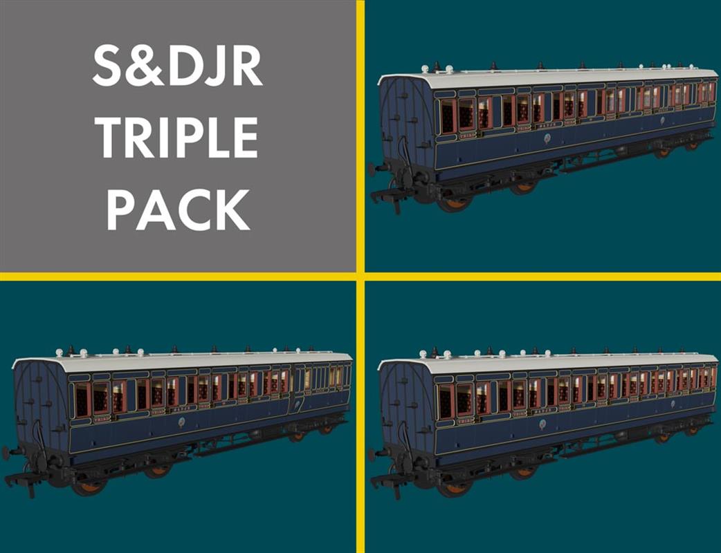 Rapido Trains OO 978025 SDJR 48' Evolution Bogie Coach Non-Corridor Triple Pack