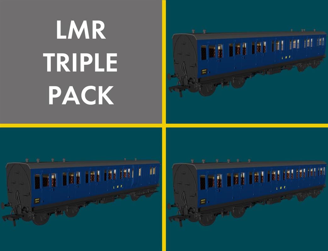 Rapido Trains OO 978033 LMR 48' Evolution Bogie Coach Non-Corridor Triple Pack