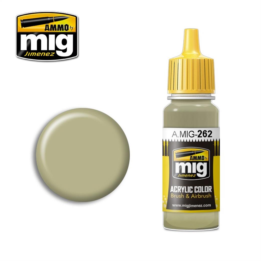 Ammo of Mig Jimenez  A.MIG-262 262 IJN Ash Grey 17ml Acrylic Dropper Bottle Color Paint
