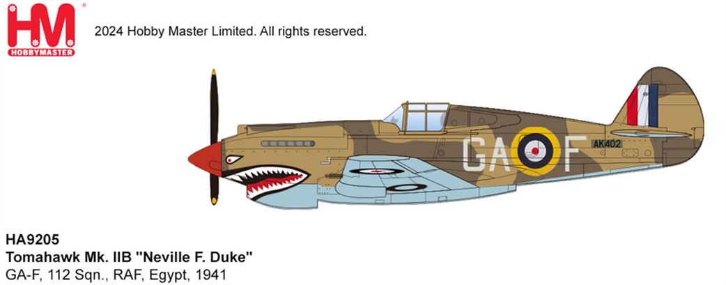 Hobby Master 1/48 HA9205 Curtiss Tomahawk MKIIB Neville F Duke