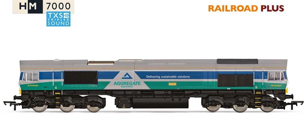 Hornby OO R30428TXS RailRoad Plus with Sound Aggregates Class 66 Sence 66711