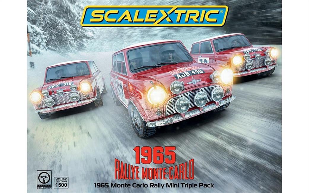 Scalextric 1/32 C4488A 1965 Monte Carlo Rally Mini Slot Car Model Triple Pack