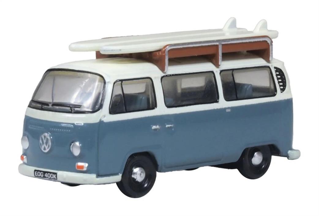 Oxford Diecast 1/120 120VW003 VW T2 Bus/Surfboards Fiord Blue/Arcona White