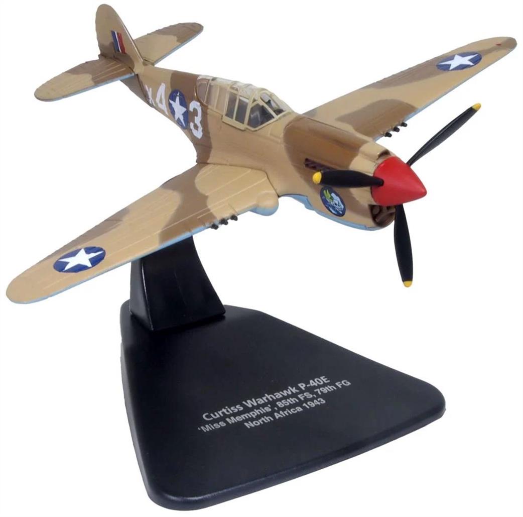 Oxford Diecast 1/72 AC127 1943 Curtiss P40-F Warhawk X43 Miss Memphis N.Africa